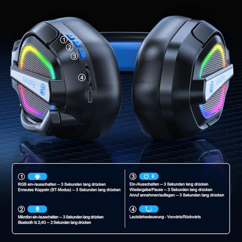Thumbnail 7 de Fachixy FC200 Wireless-Gaming-Headset mit 2,4 GHz, Bluetooth 5.4 und 50-mm-Treibern