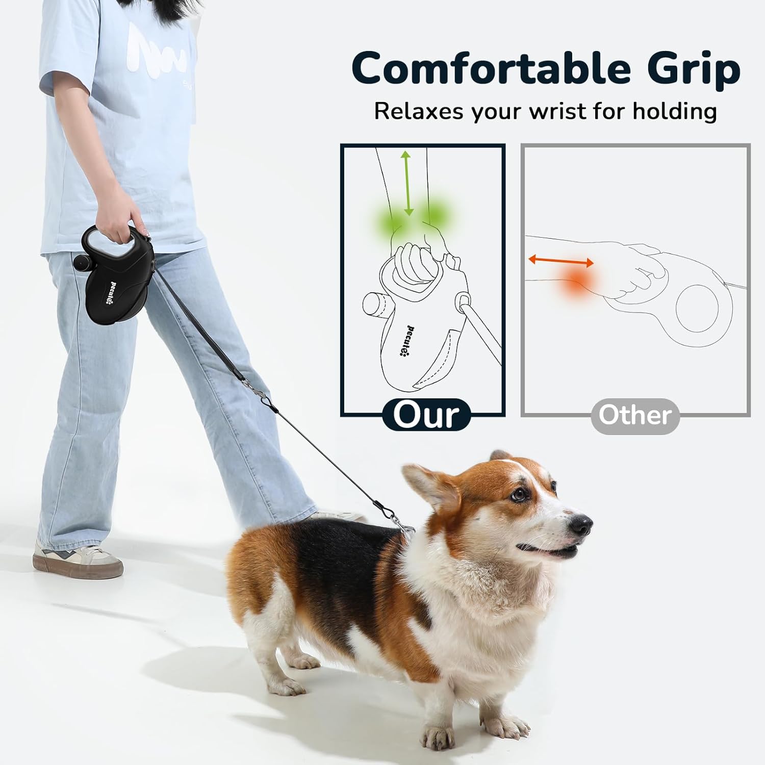 Thumbnail 6 de Pecute Einziehbare Hundeleine 10 m mit Schnellbremsknopf – für Hunde bis 50 kg