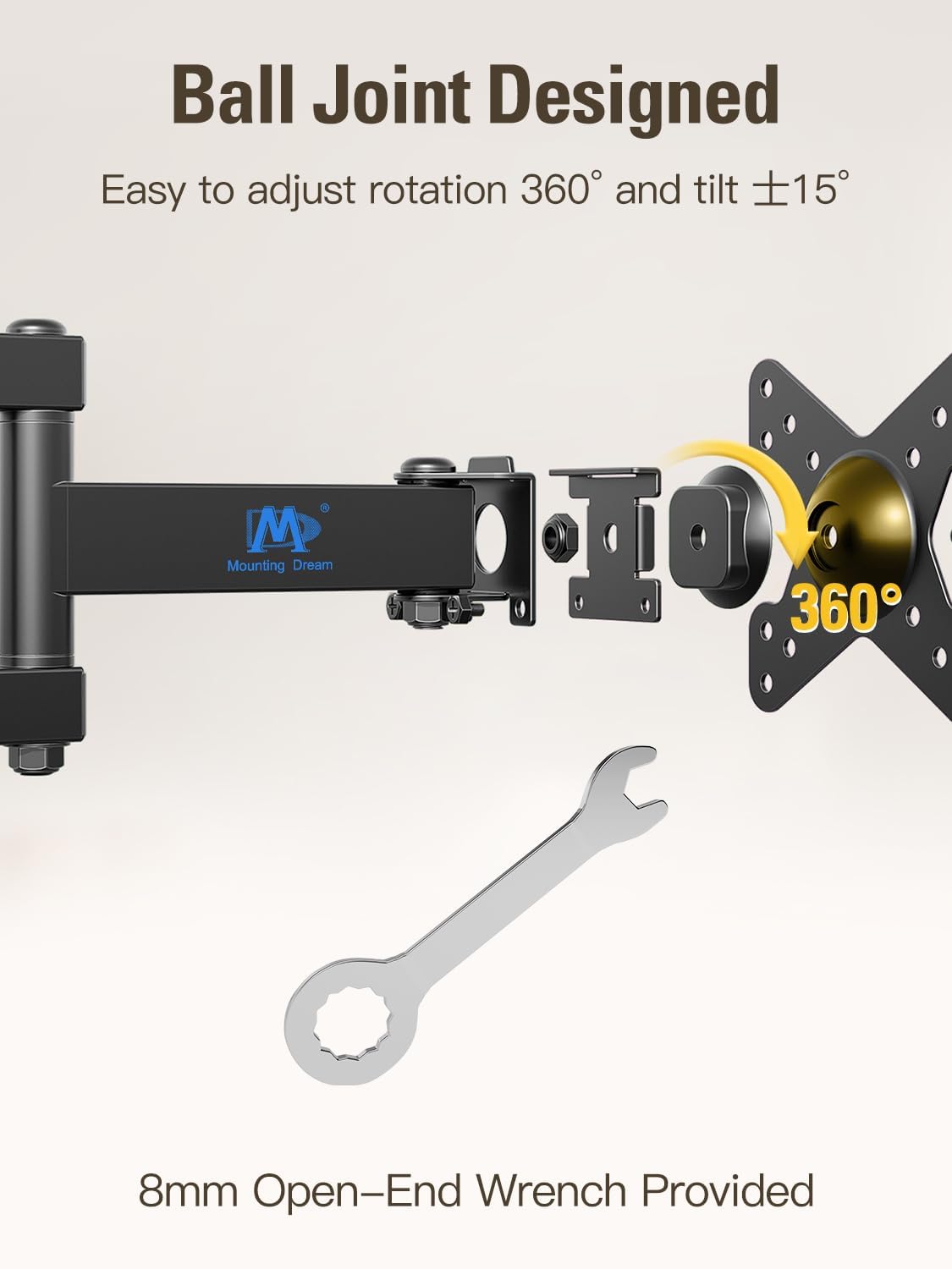 Thumbnail 6 de Mounting Dream MD2463 UL Listed Full Motion TV Wall Mount for 10–26 Inch Displays