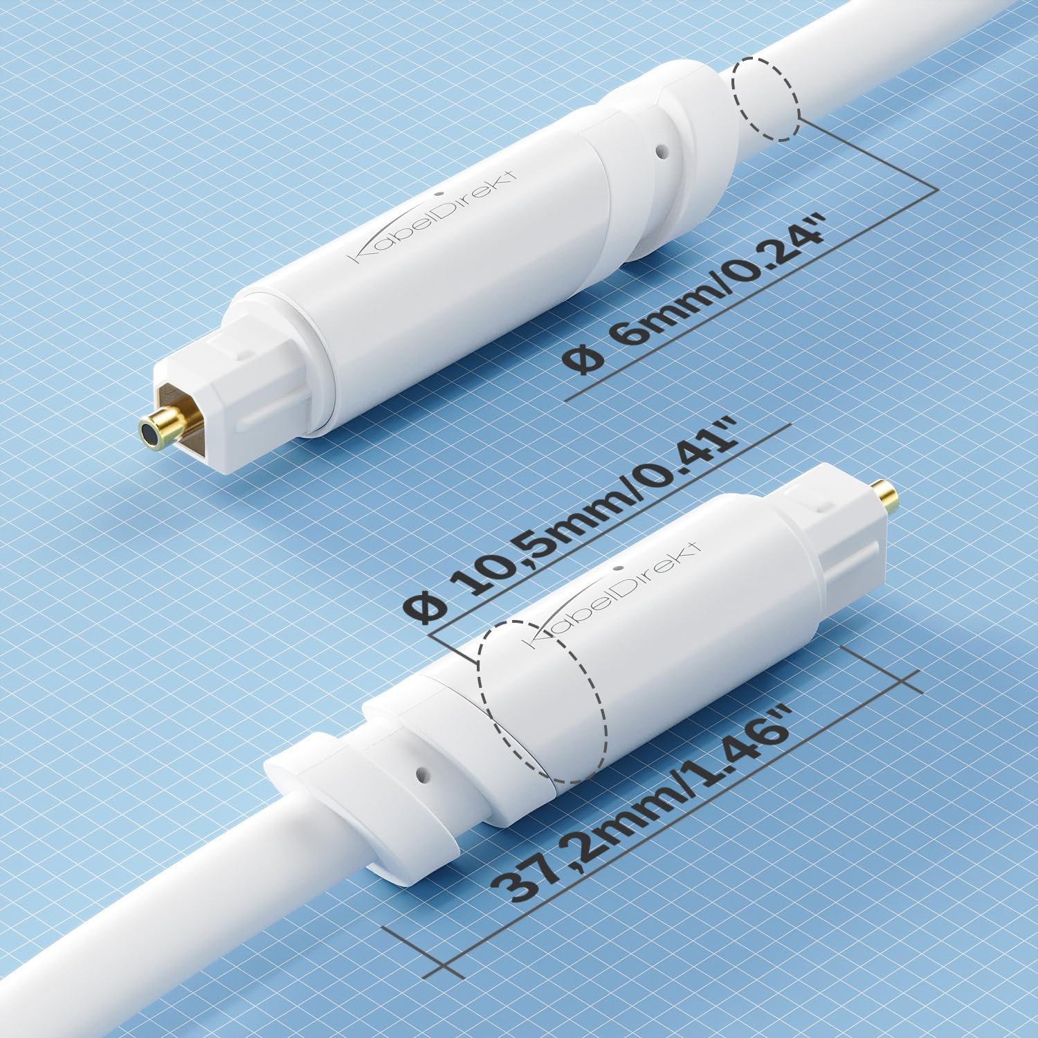 Thumbnail 4 de KabelDirekt TOSLINK-Kabel Weiß (5 m) mit Schutzkappe – optisches Audiokabel für Soundbar, HiFi & Konsole