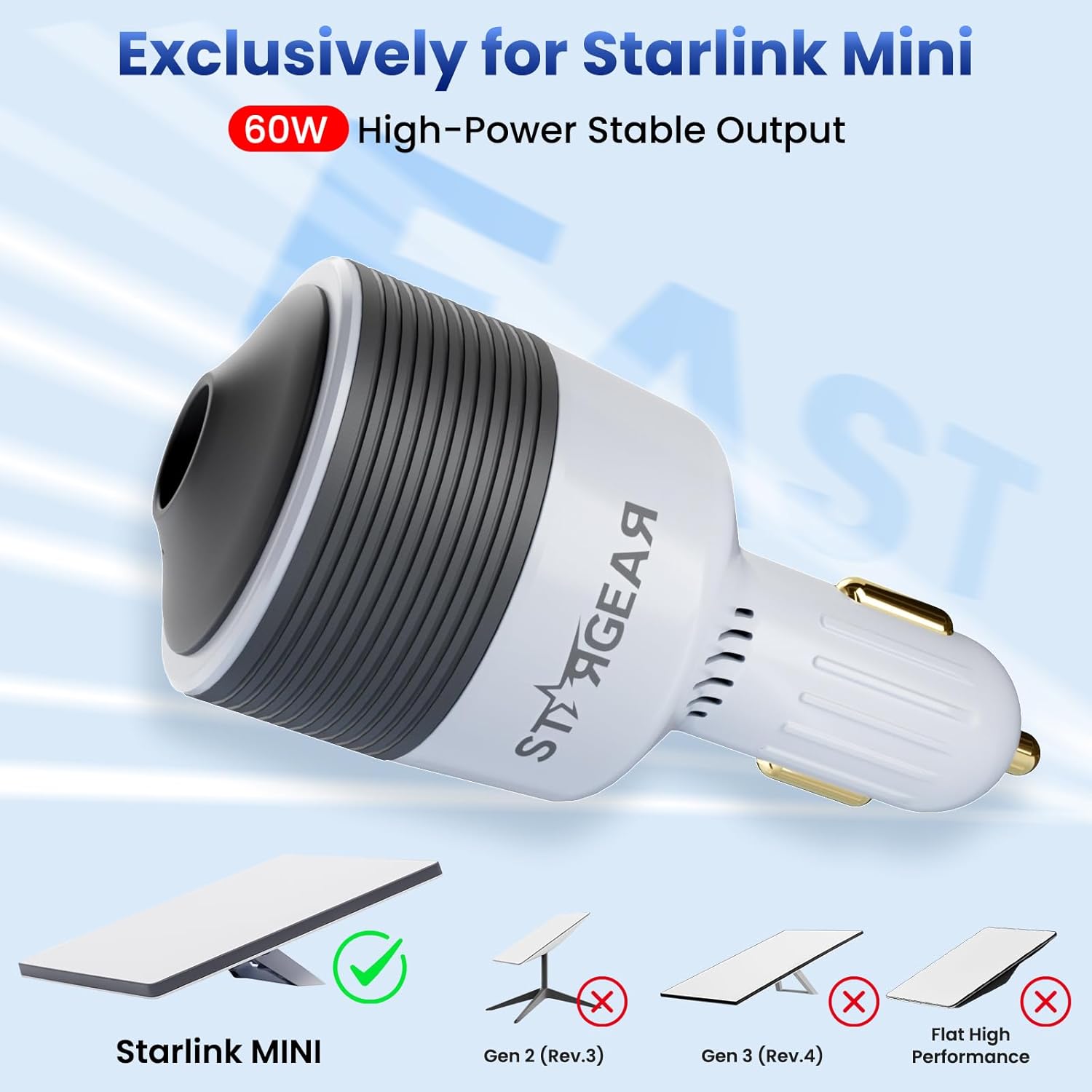 Thumbnail 4 de STARGEAR Starlink Mini 60W 12V–24V Car Adapter 🔌