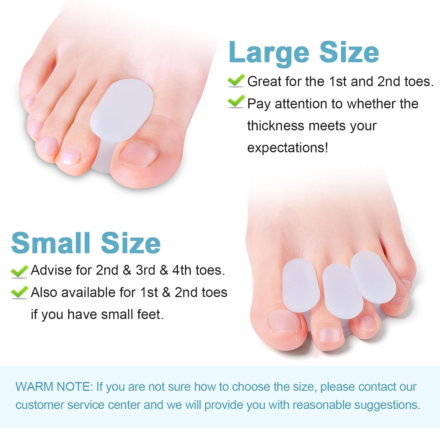 Detalle de Povihome Large Silicone Toe Spacers, 1/2-Inch for Bunions