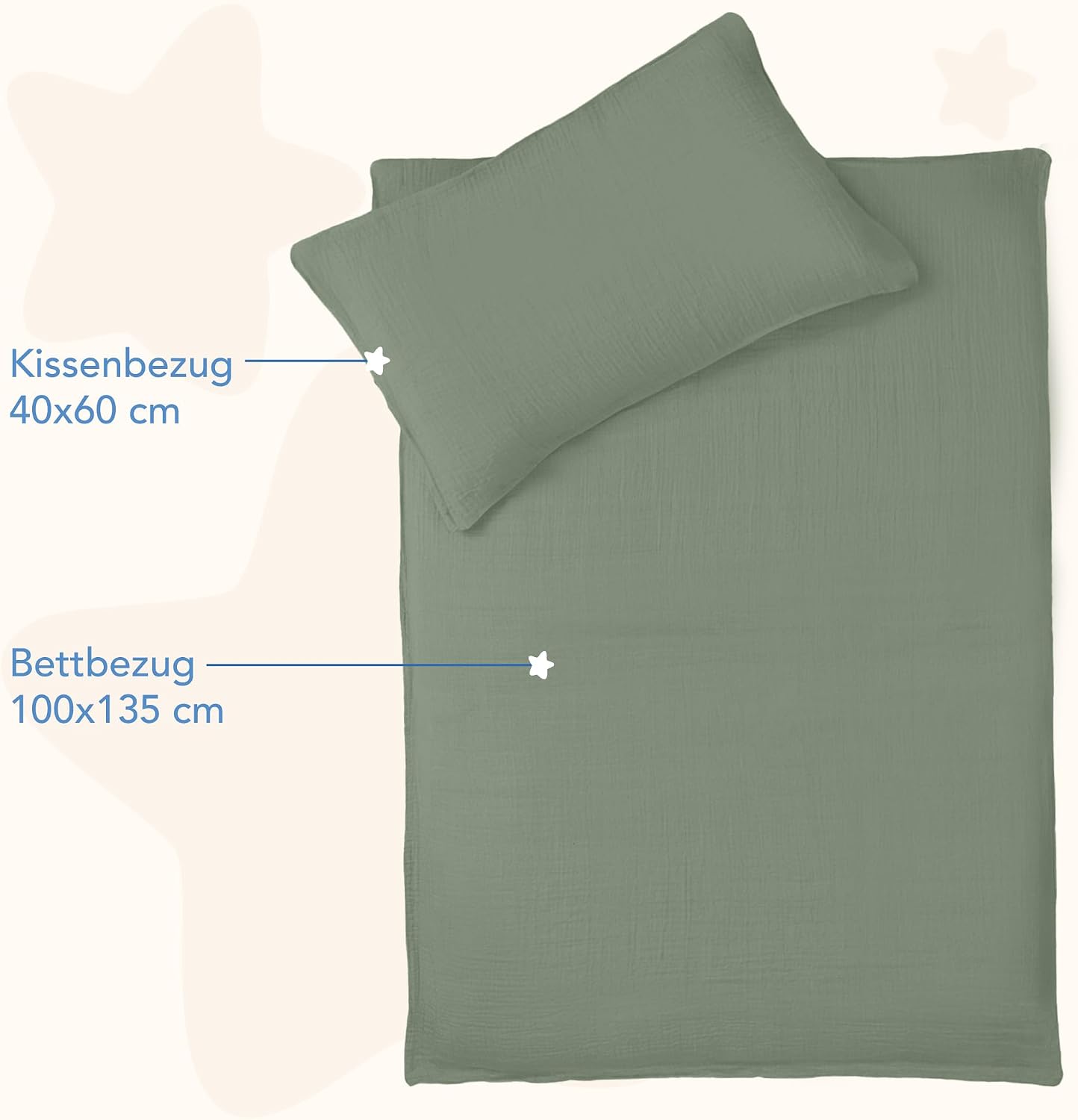 Detalle de Dreamzie Kinderbettwäsche 100x135 cm Musselin