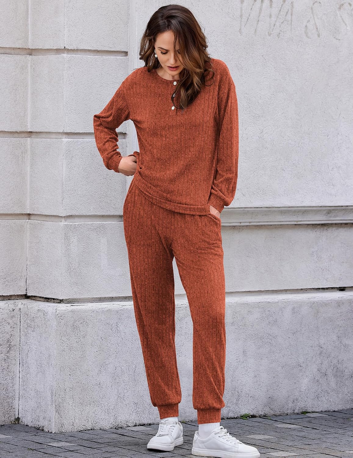 Detalle de Ekouaer Women's Knit Lounge Set