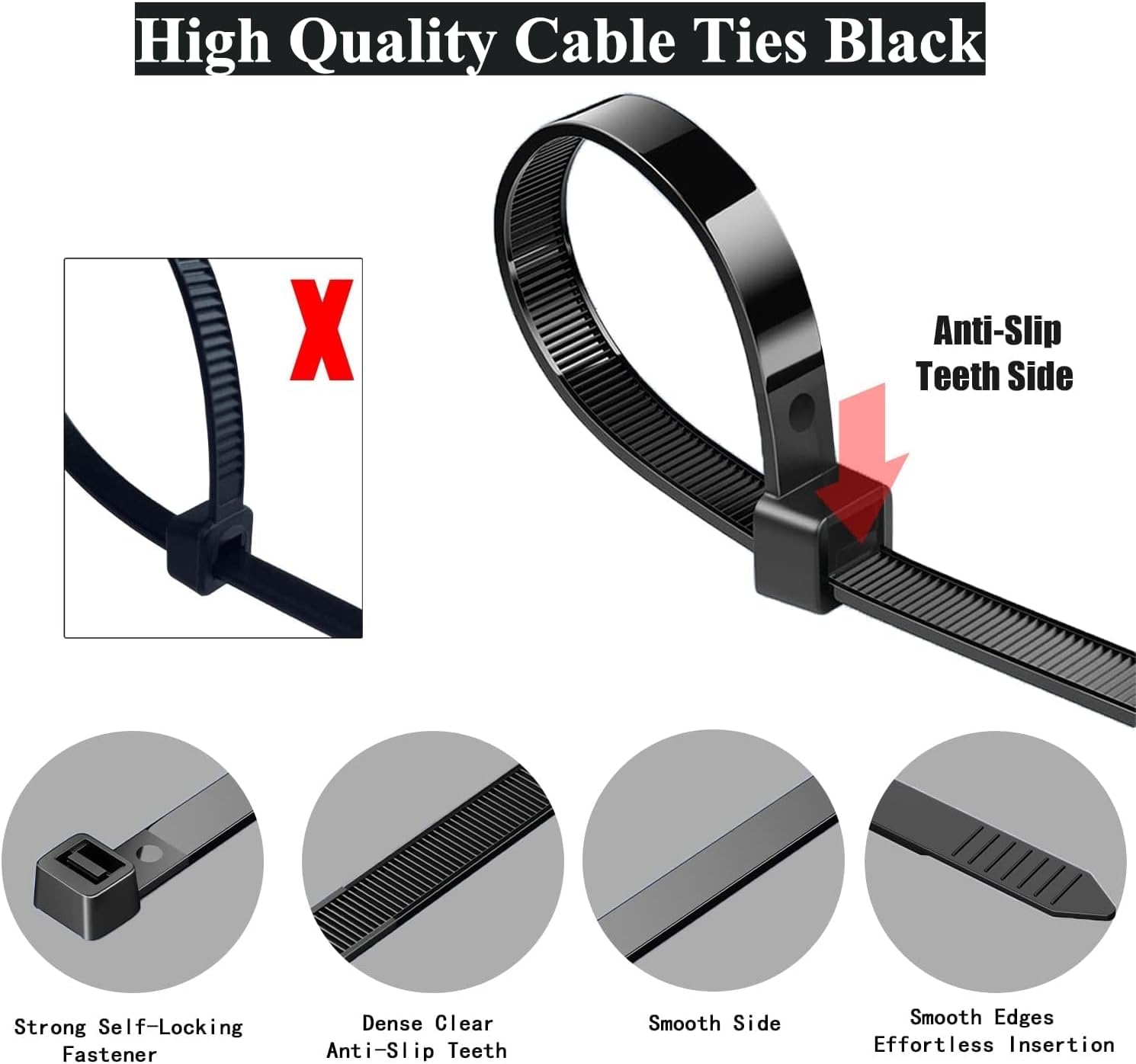 Detalle 2 de 300mm Cable Ties 55kg Heavy Duty
