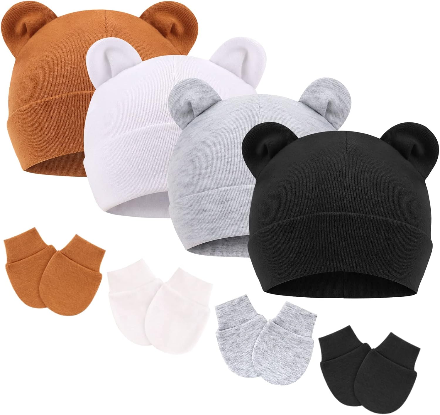 Detalle de DRESHOW Newborn Bear-Ear Hat and Mittens set 👶
