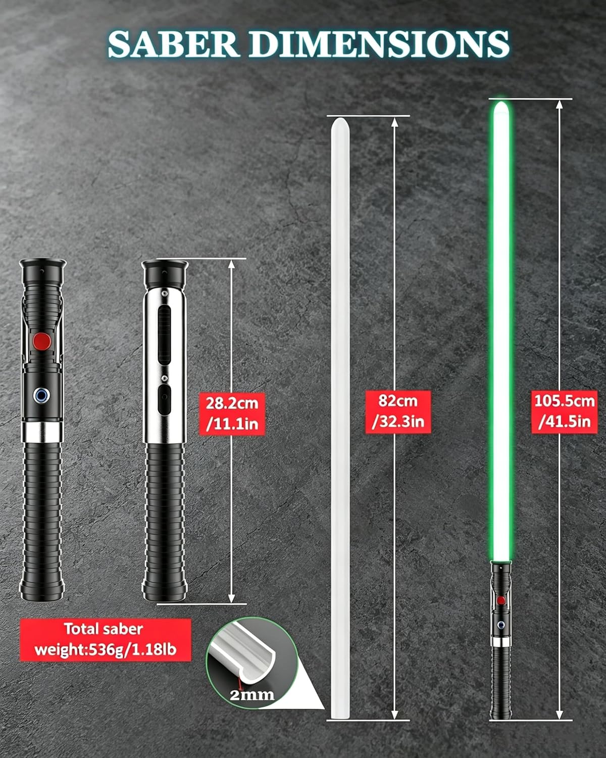 Detalle de Lorsaberus Legacy 12 RGB Motion Control Dueling Lightsaber (12 RGB, 16 sound fonts, smooth swing)
