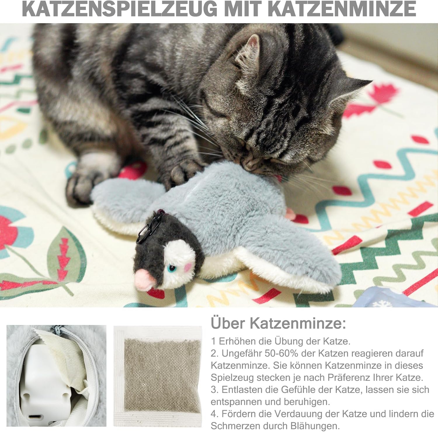 Thumbnail 1 de Nepfaivy elektrisches Pinguin-Katzenspielzeug mit Katzenminze, aufladbar per USB – interaktiv zur Selbstbeschäftigung