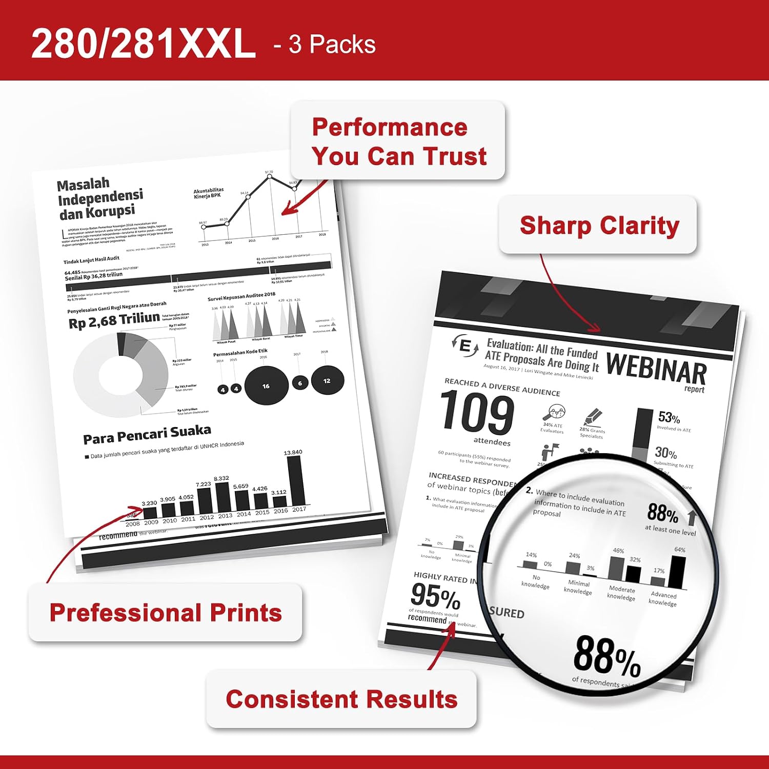 Thumbnail 4 de Toinkbea Black Ink Cartridges 280XXL