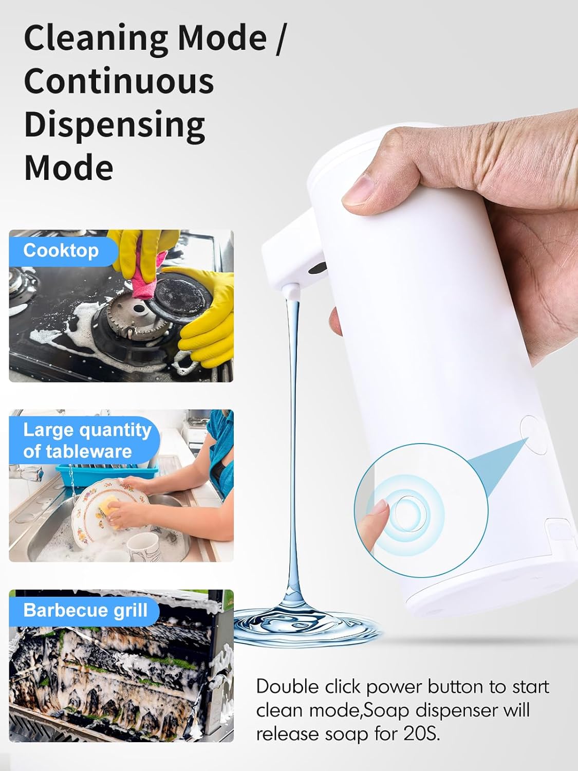 Thumbnail 6 de LAOPAO Distributeur de savon automatique en acier inoxydable avec capteur infrarouge et chargement USB-C