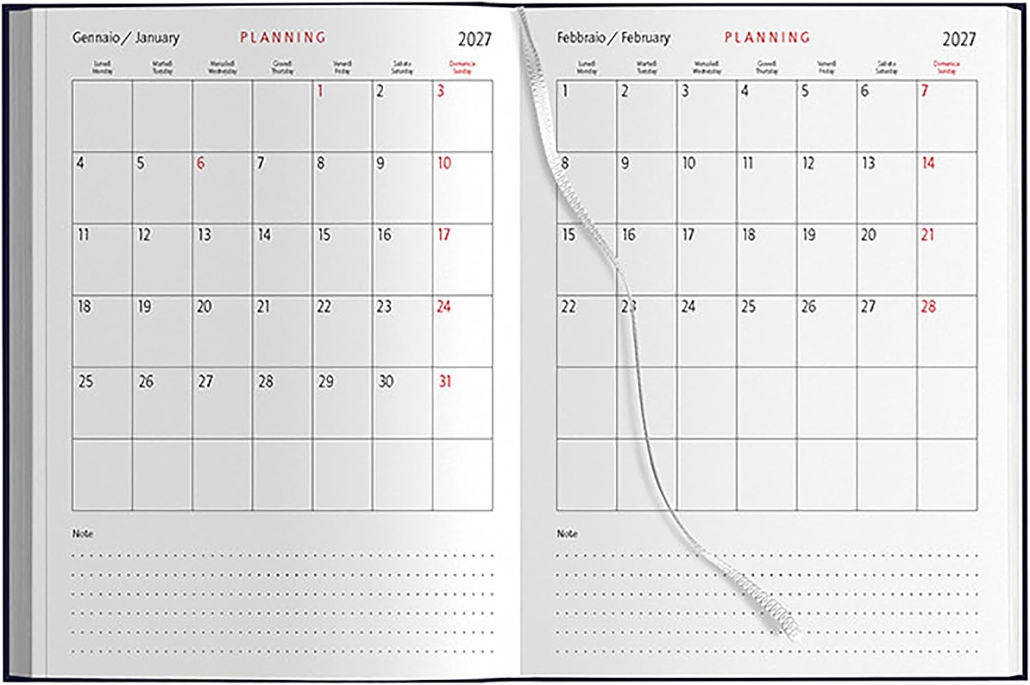 Detalle de Pubblimania professionele dagplanner 2027 A5, 336 pagina’s, meertalig
