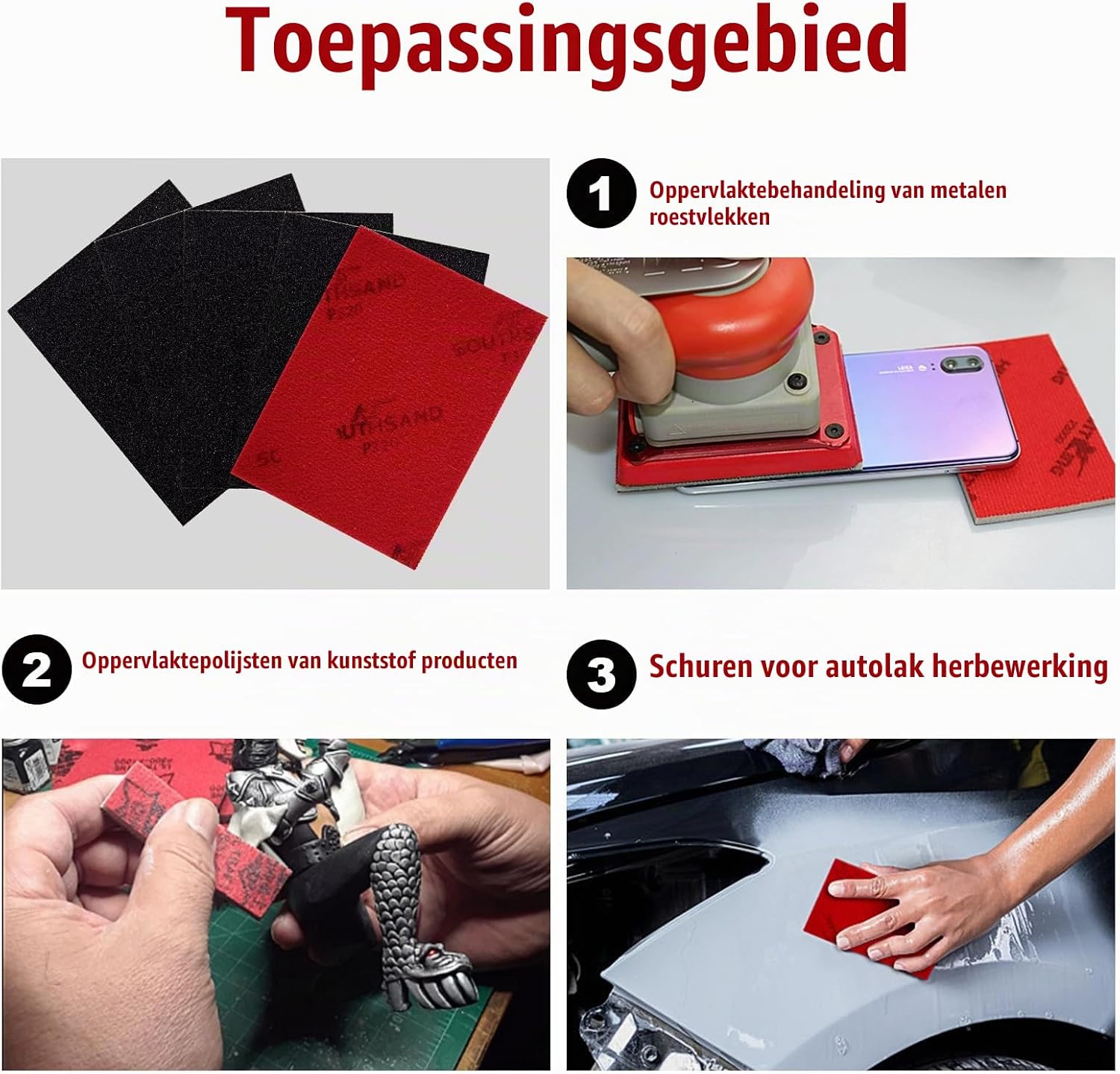 Detalle de Geogieew HMSK-HZ-SET-01 schuursponsenset, 16 stuks, P180–P2500