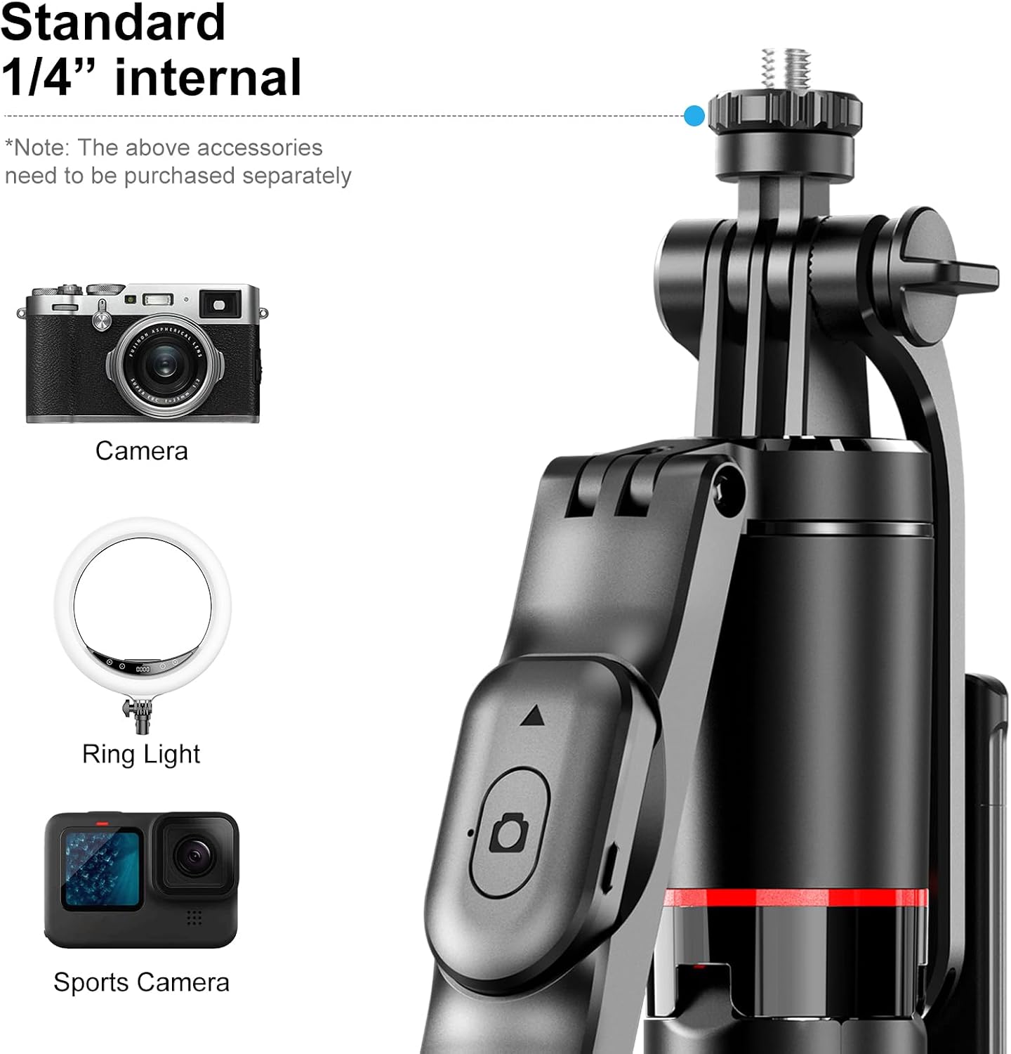 Detalle 2 de 67" Selfie Stick Tripod for iPhone — Extendable Stand