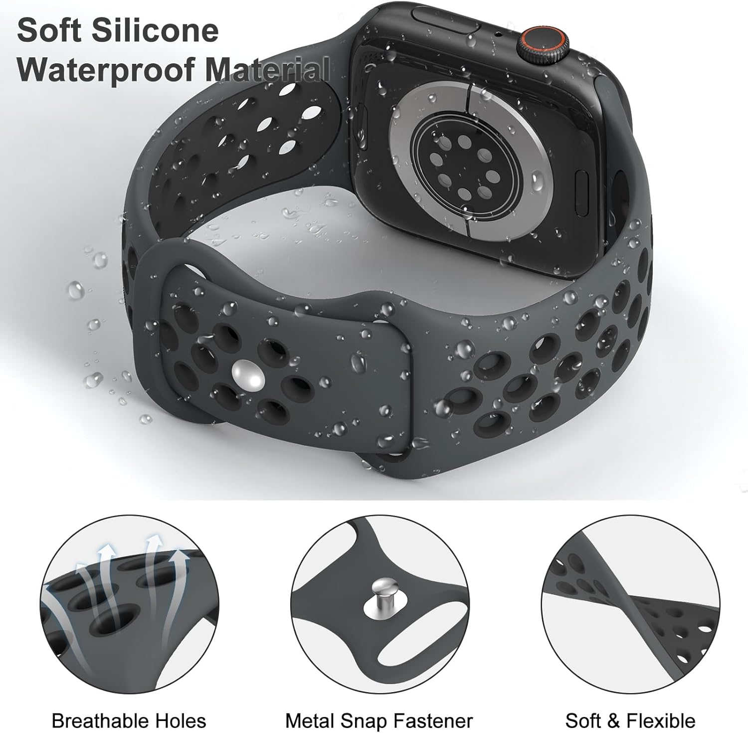 Thumbnail 1 de Yoohoo Breathable Silicone Sport Strap 38–49mm