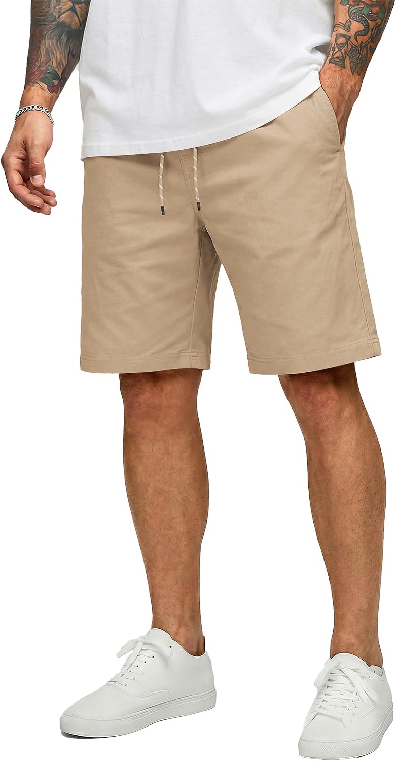 Detalle de COOFANDY Men's Casual Cotton Drawstring 9-Inch Chino Shorts