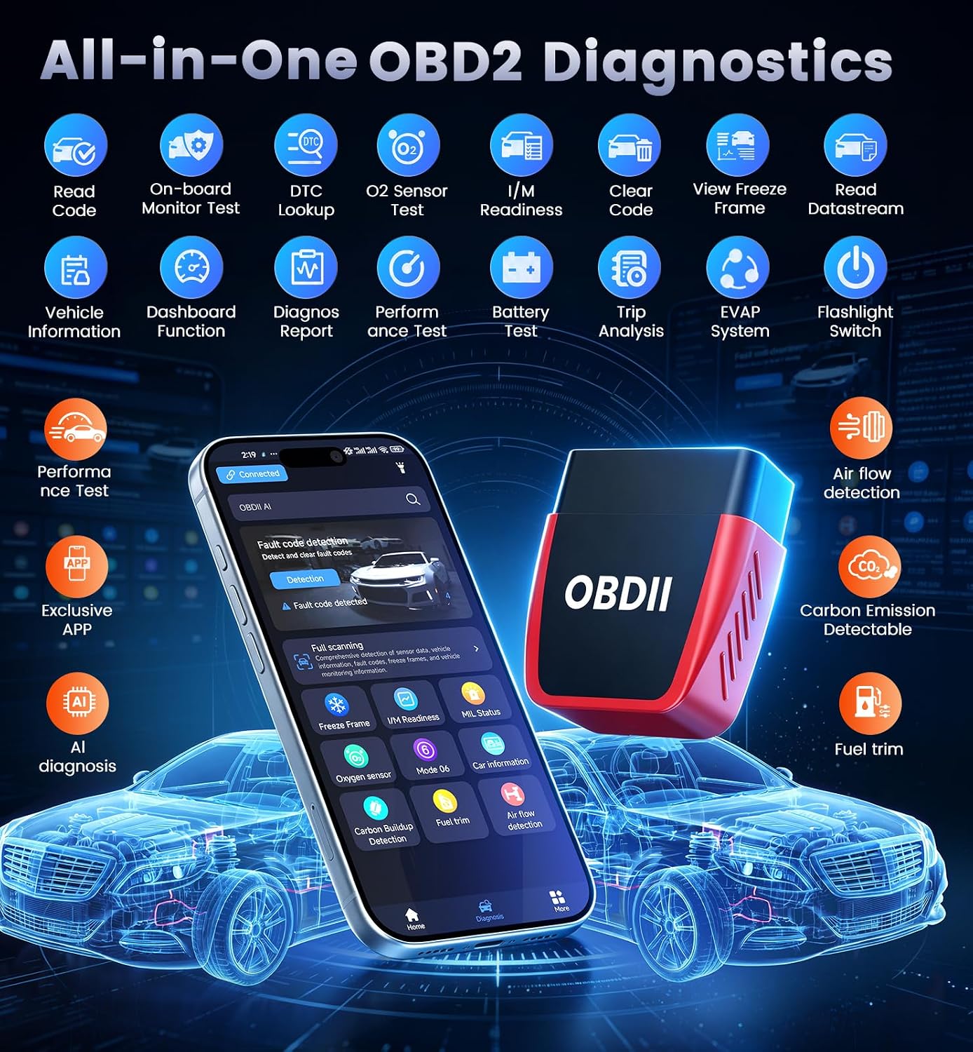 Detalle 2 de OBD2 Scanner with Upgrade Battery Tester for Cars