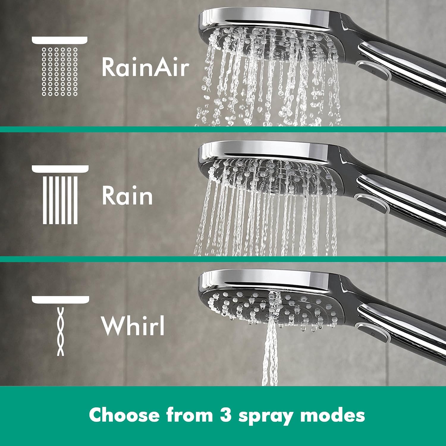 Detalle de Hansgrohe Raindance Select E – Pommeau de douche éco d’eau 8,5 l/min (EcoSmart), 3 jets, 120x120 mm, chromé