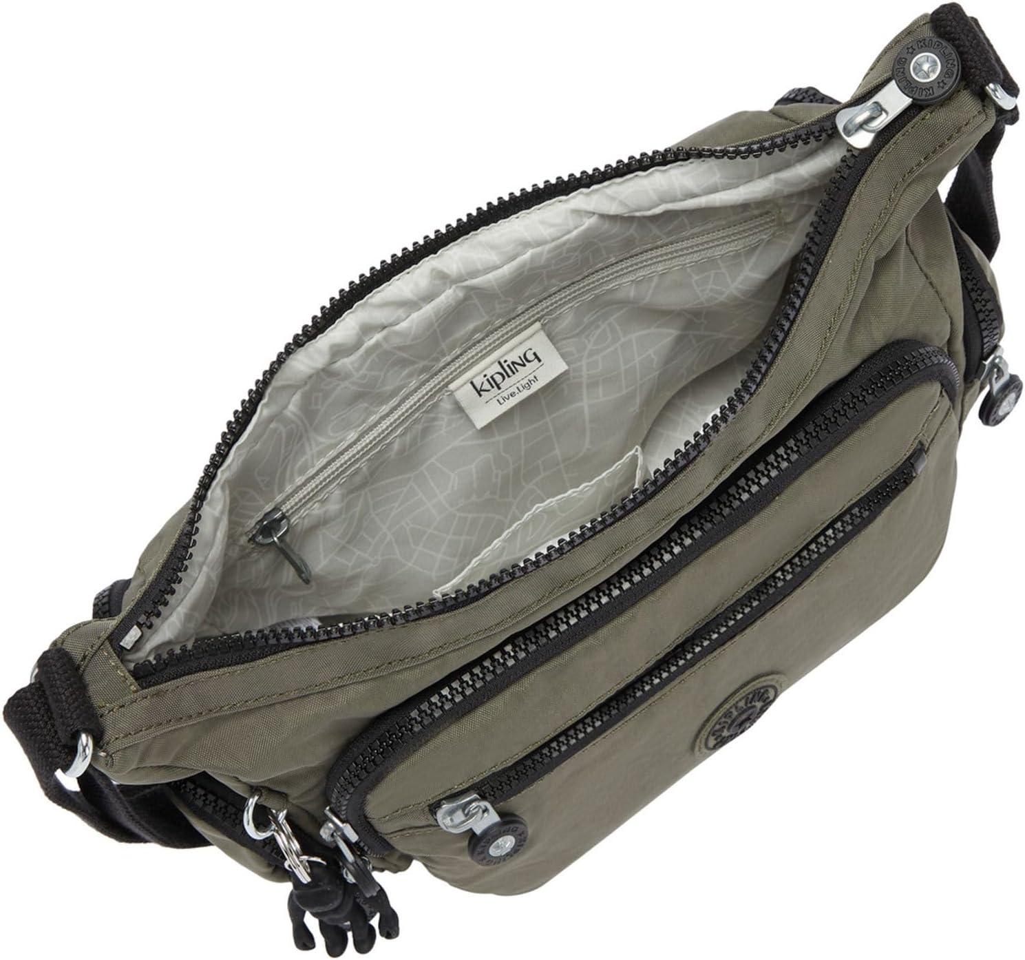 Detalle 2 de Kipling GABBIE S Borsa a tracolla piccola – Green Moss: compatta, idrorepellente e pratica