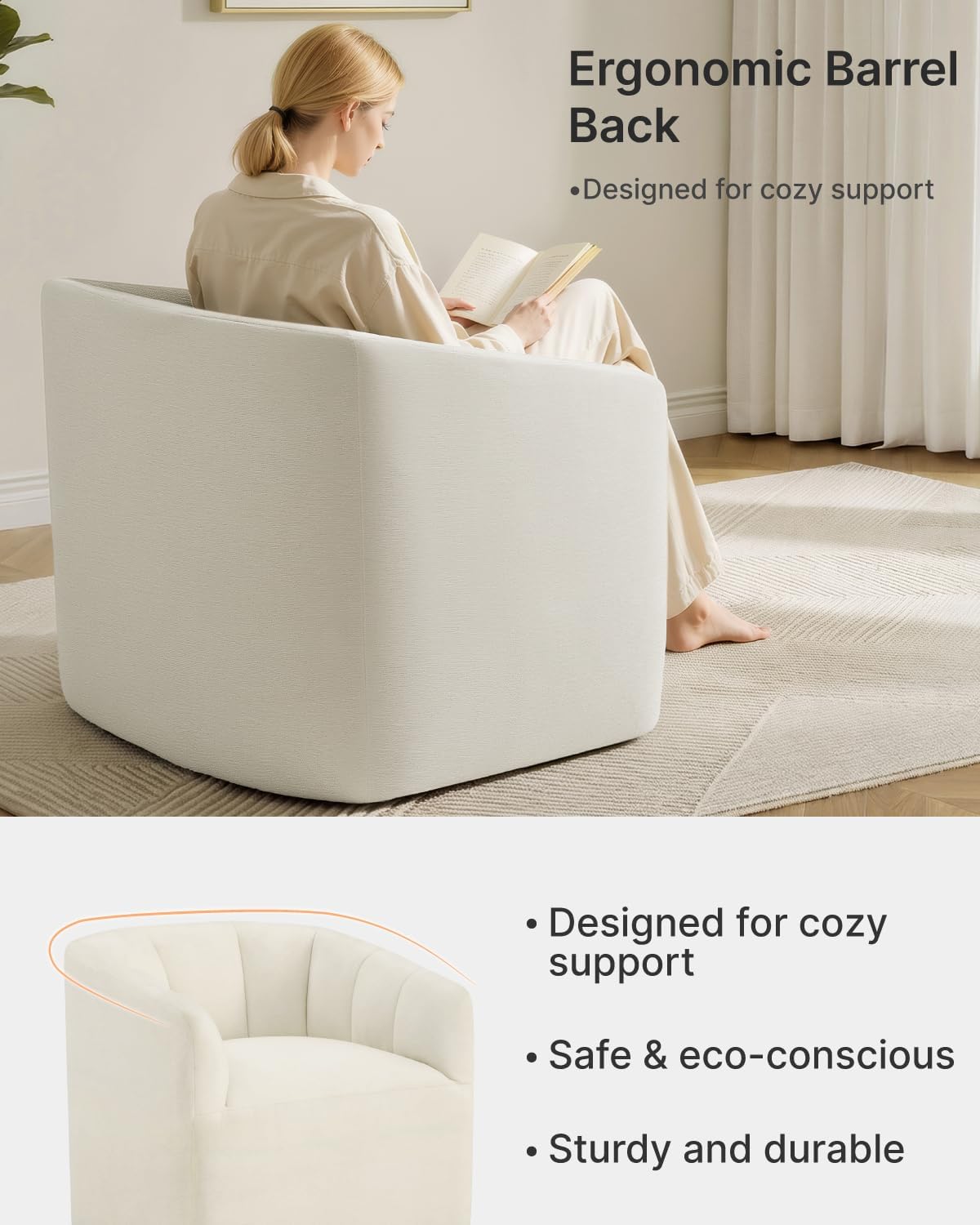 Detalle de Swivel Accent Chair Set of 2, Ivory