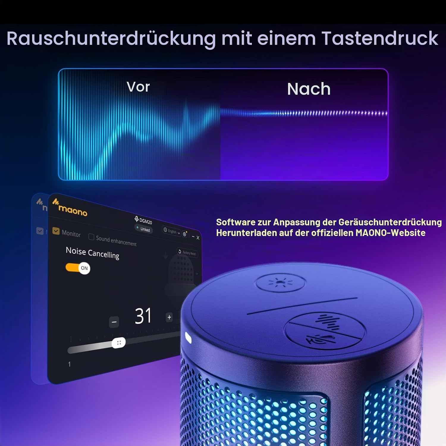 Detalle de MAONO DGM20S Gaming USB Mikrofon 1 Stück