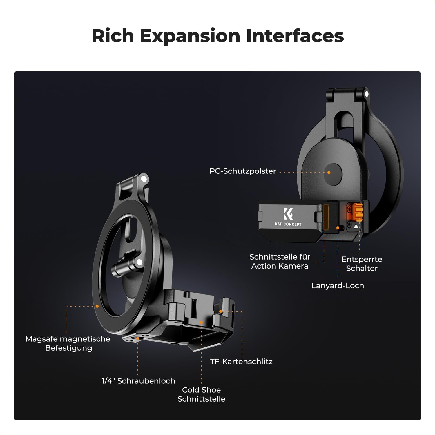 Thumbnail 4 de K&F CONCEPT elektrische Magnethalterung mit Vakuum-Saugnapf für DJI Osmo Pocket 3