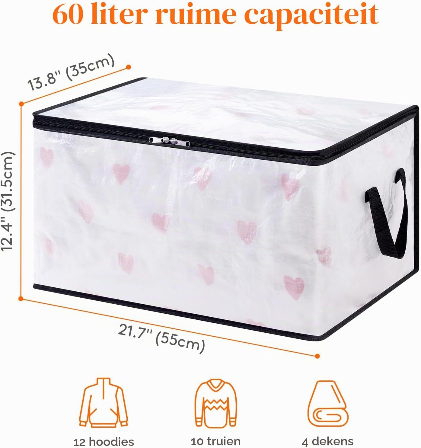 Detalle de Lifewit 23127 opbergzakken, 60 liter, transparant PP, opvouwbaar, set van 8