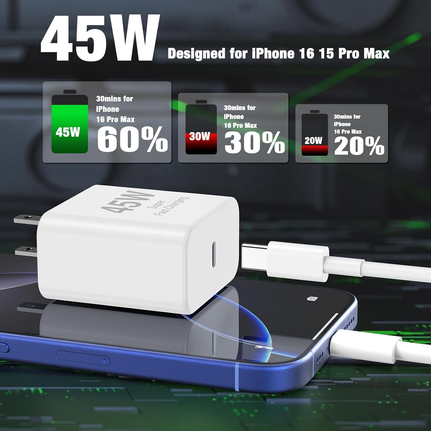Thumbnail 5 de iPhone 17 45W Fast Charger 3-Pack with C‑to‑C Cables