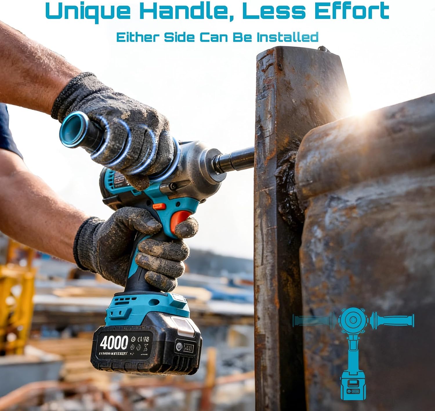 Detalle de Seesii WH12 Ultra Pro Cordless Impact Wrench, 1/2-Inch, 885 ft-lb Breakaway Torque