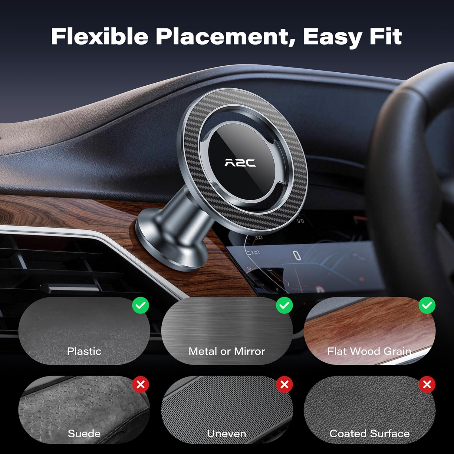 Thumbnail 3 de APPS2Car MagSafe Car Phone Holder Dashboard with 3M Adhesive Base