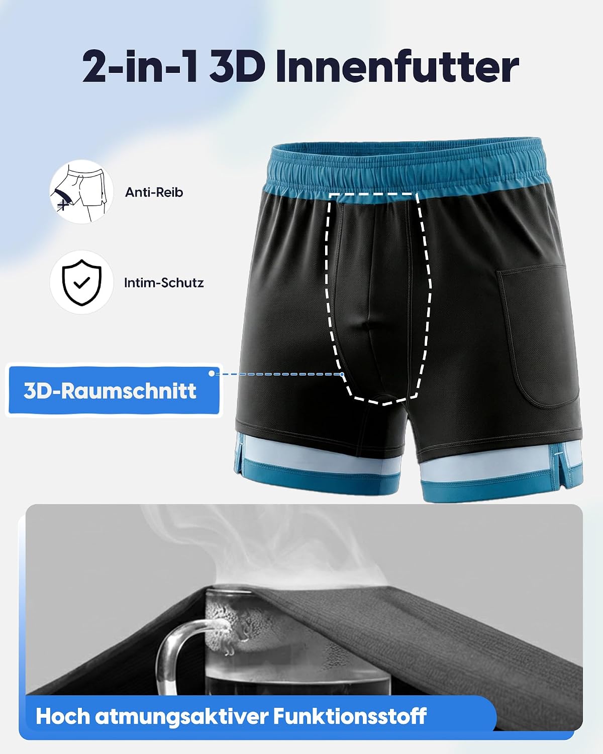 Detalle 2 de MaaMgic Herren-Badehose 2 in 1 7