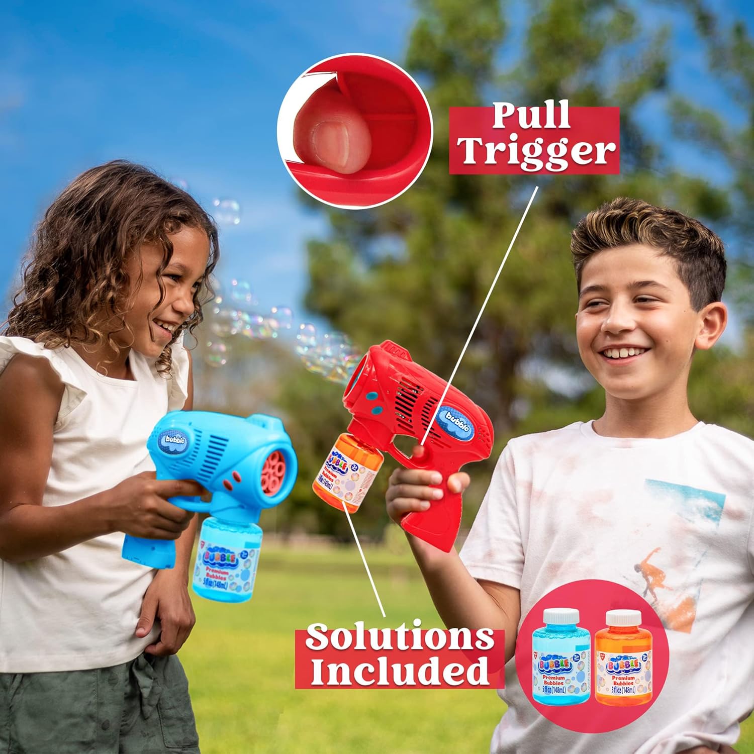 Thumbnail 4 de JOYIN 2 Bubble Guns (Age 3+) with 2 Bubble Solution bottles — kids’ bubble blaster for outdoor play