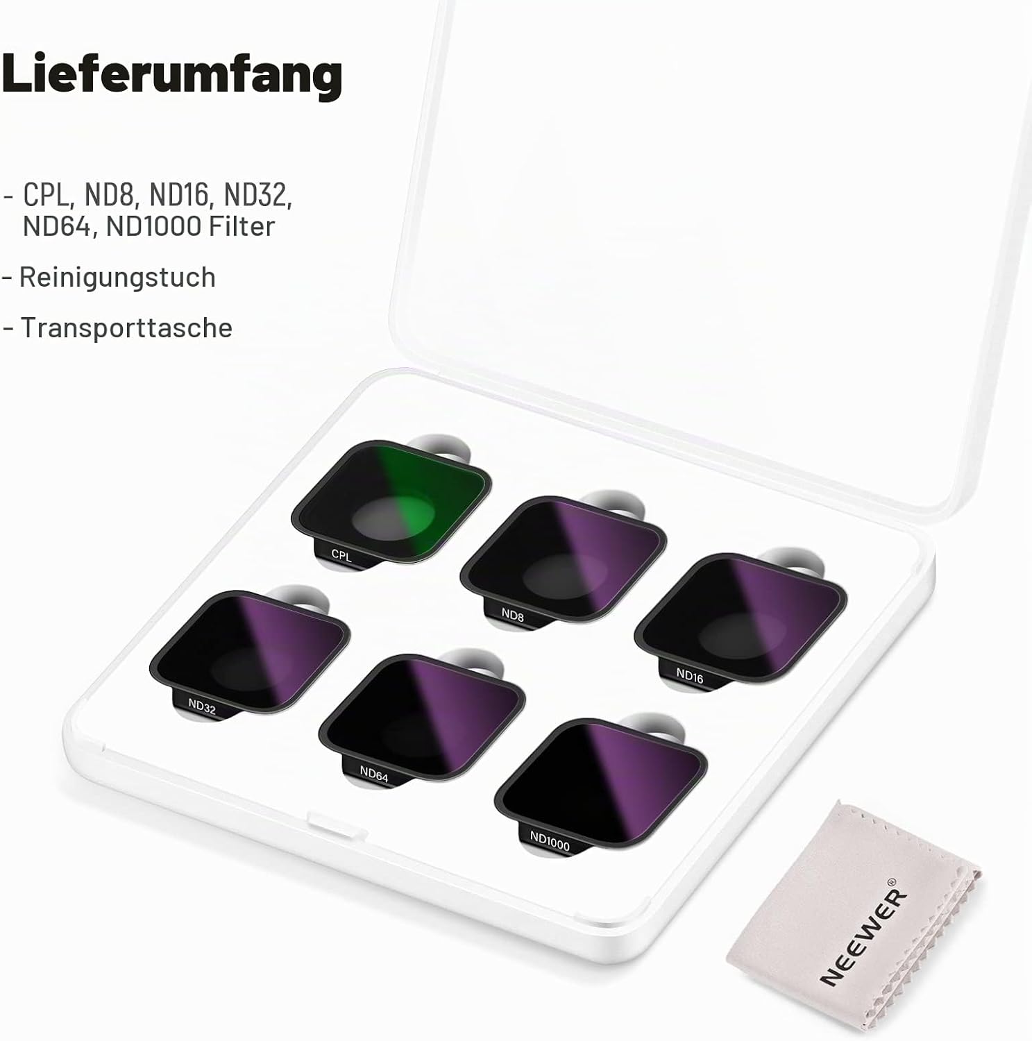 Thumbnail 6 de NEEWER ND-Filter-Set für GoPro Hero 9–13, 6er Pack (CPL/ND8/ND16/ND32/ND64/ND1000)