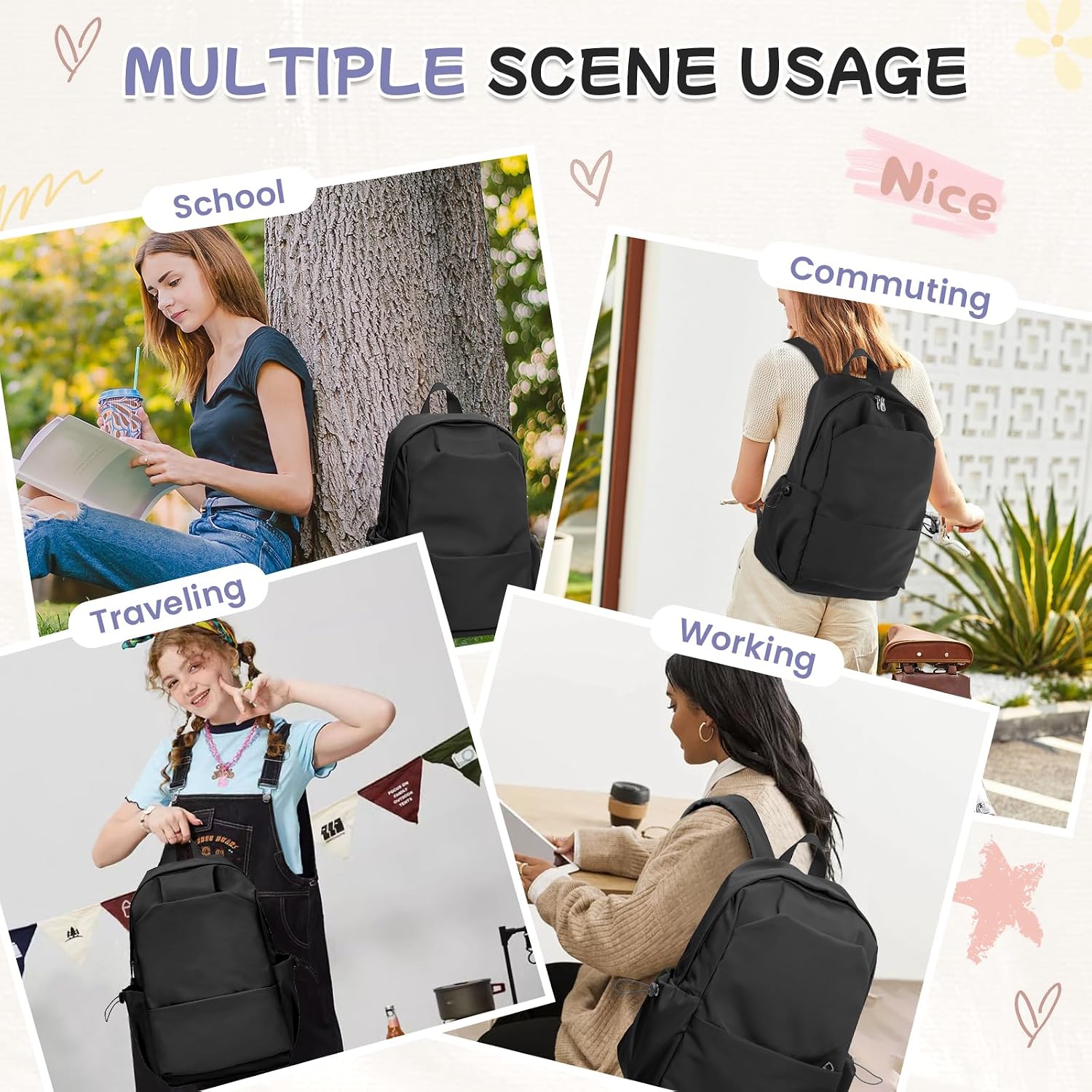 Detalle de HYC00 HYC00 School Backpack Secondary: 25L water-resistant laptop rucksack with anti-theft pocket (army green)