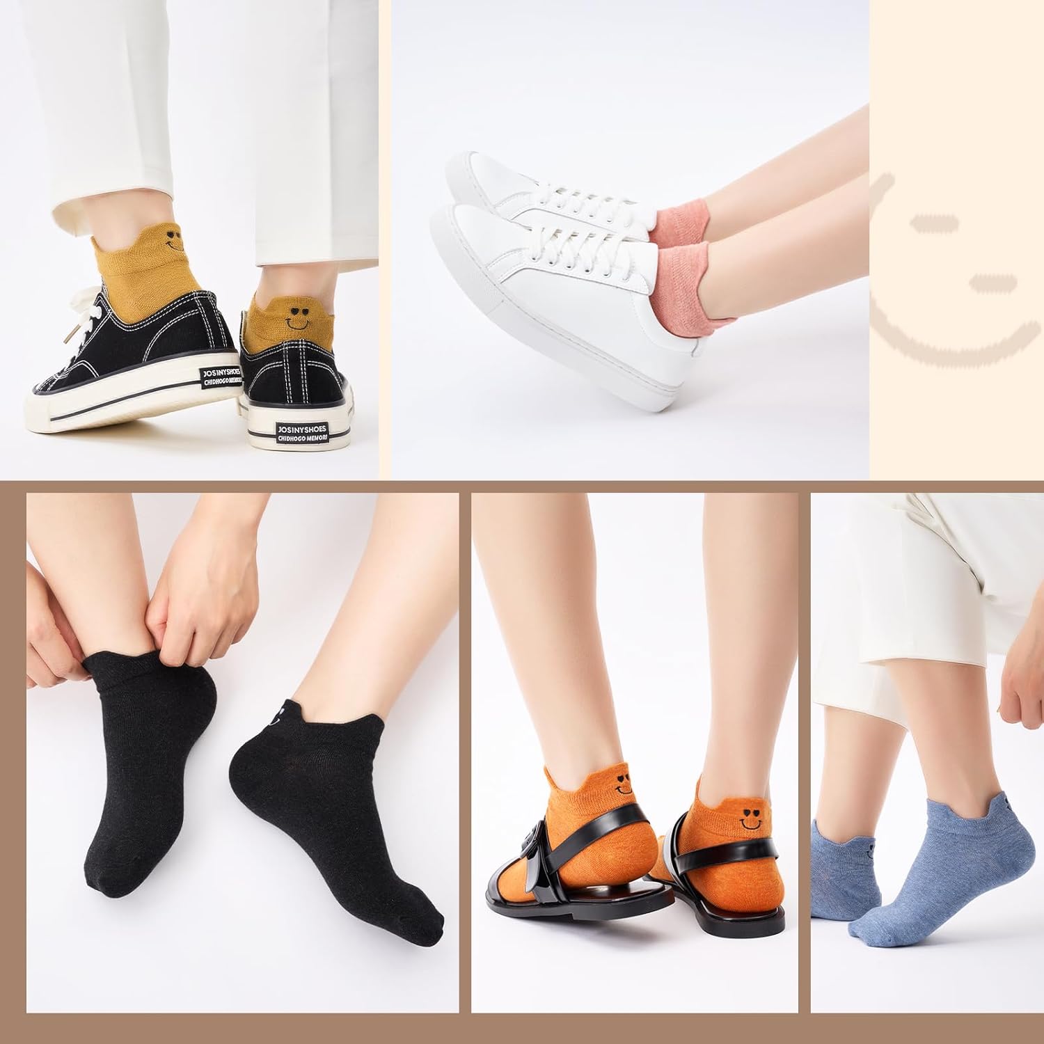 Thumbnail 6 de Effeet Lustige Sneaker Socken Damen 10 Paar – bunte, atmungsaktive Kurze Socken mit Stickmotiven