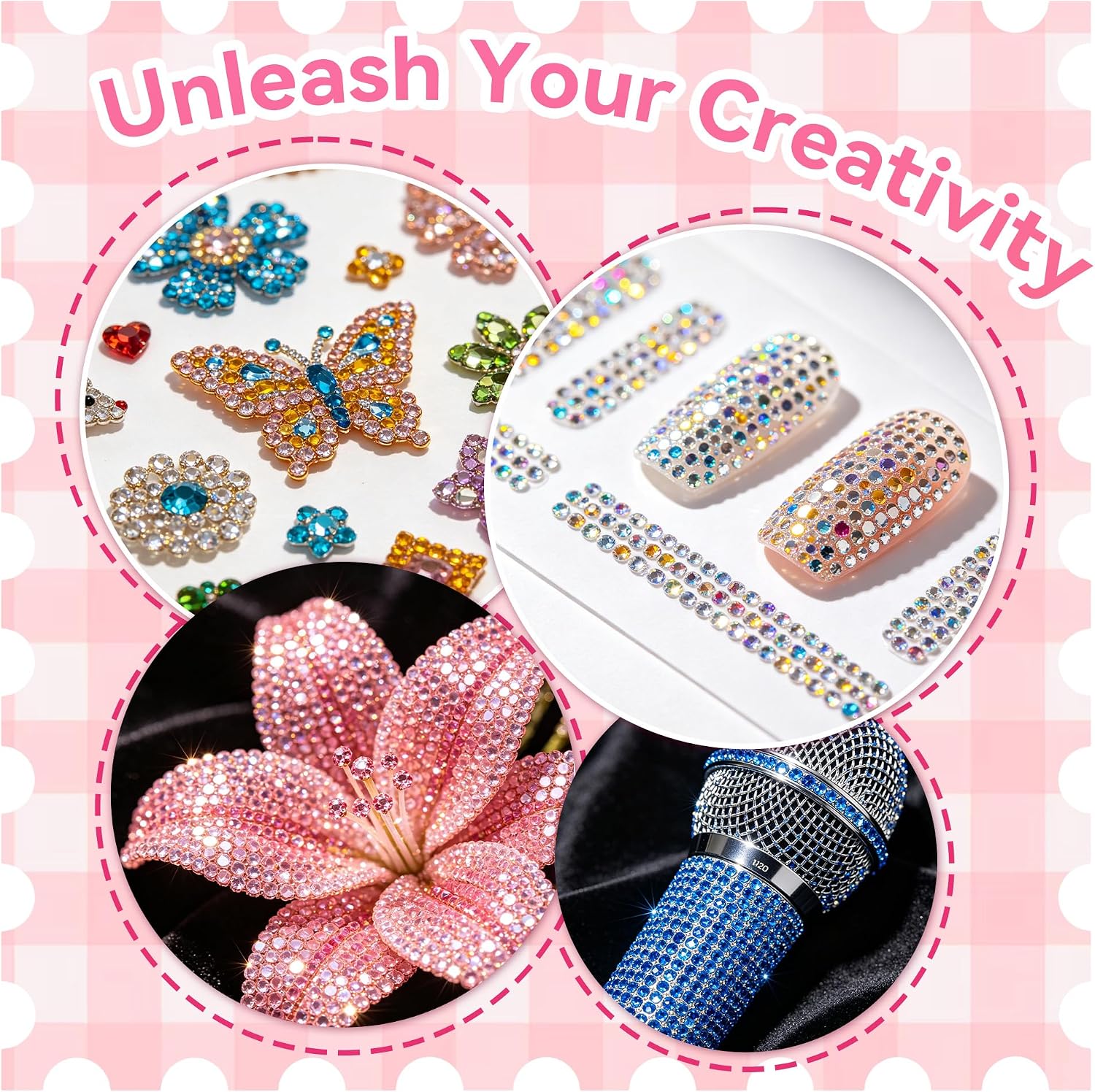 Detalle 2 de Bedazzling Kit: Nail Resin Rhinestones for Crafts – 30,000pcs, 24 Colours with Picker Pen & Tweezers