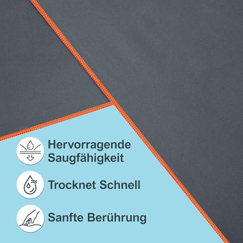 Detalle de Jokisa Fitness Handtuch 2er Set – 120 × 50 cm, Mikrofaser, Kapuze und verstecktes Reißverschlussfach