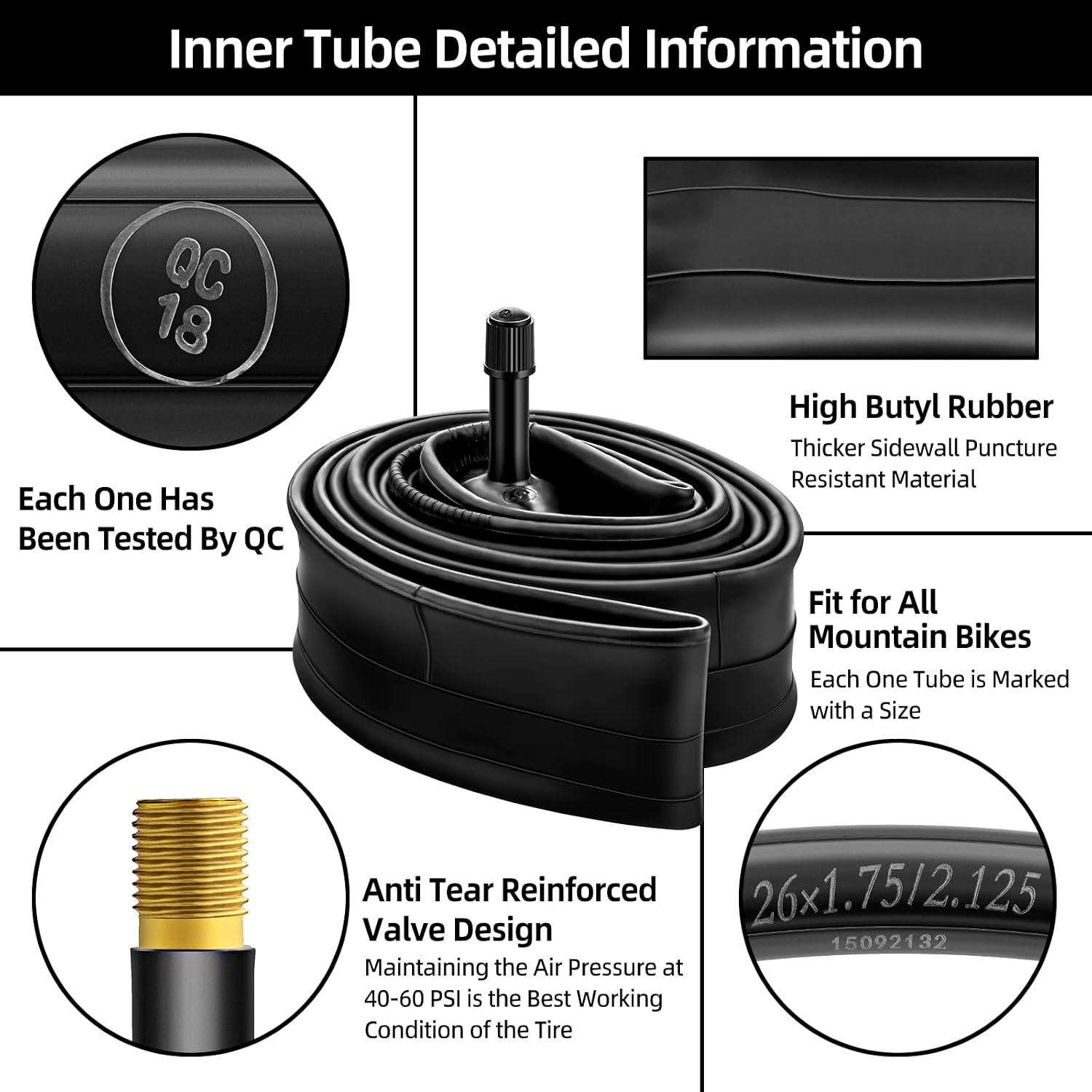 Detalle de Hapleby hap2001 Bike Inner Tubes, 26-Inch, Schrader Valve, 2-Pack