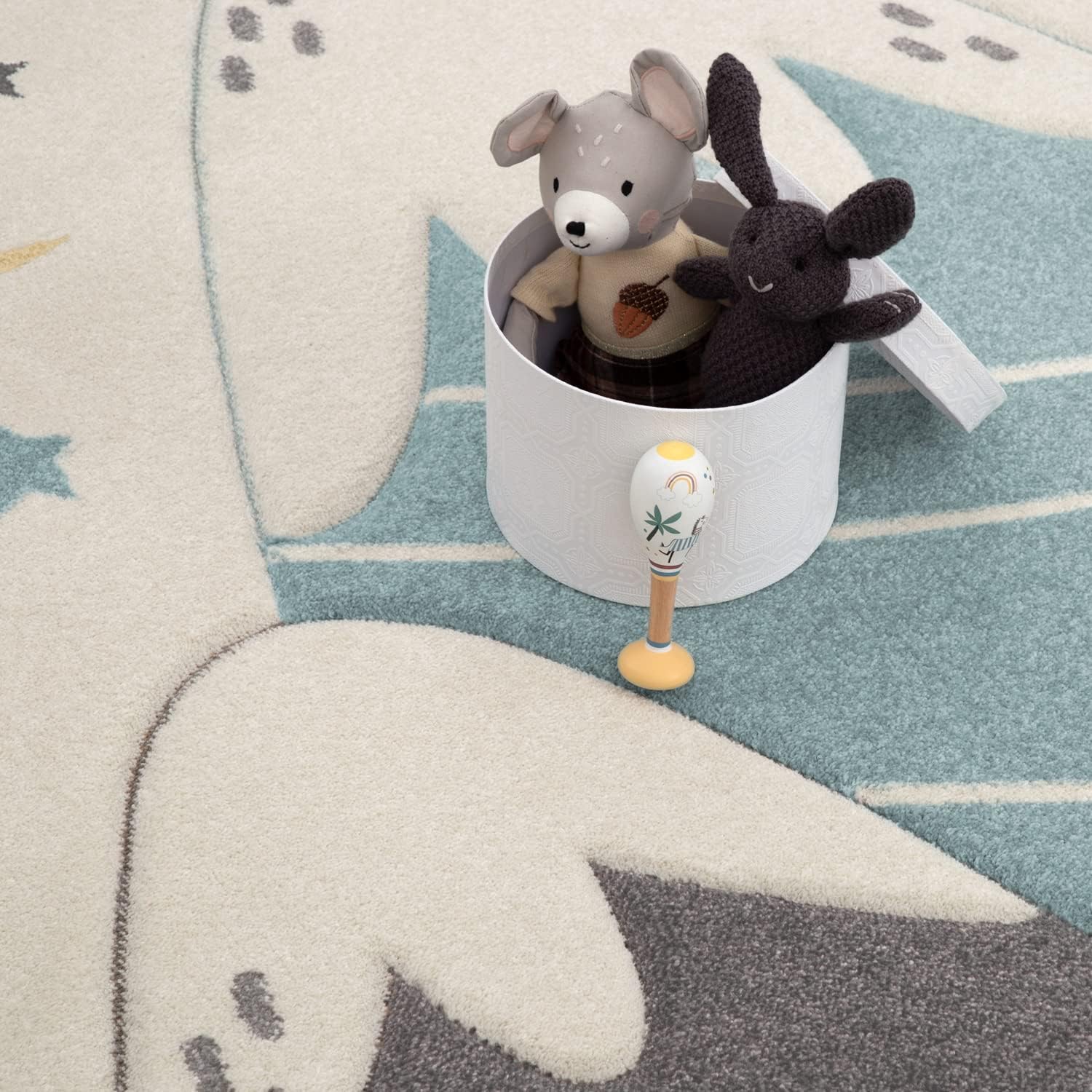 Thumbnail 2 de Paco Home Teppich Kinderzimmer 140x200 cm – 3D Berge, Wolken & Sterne in Pastell