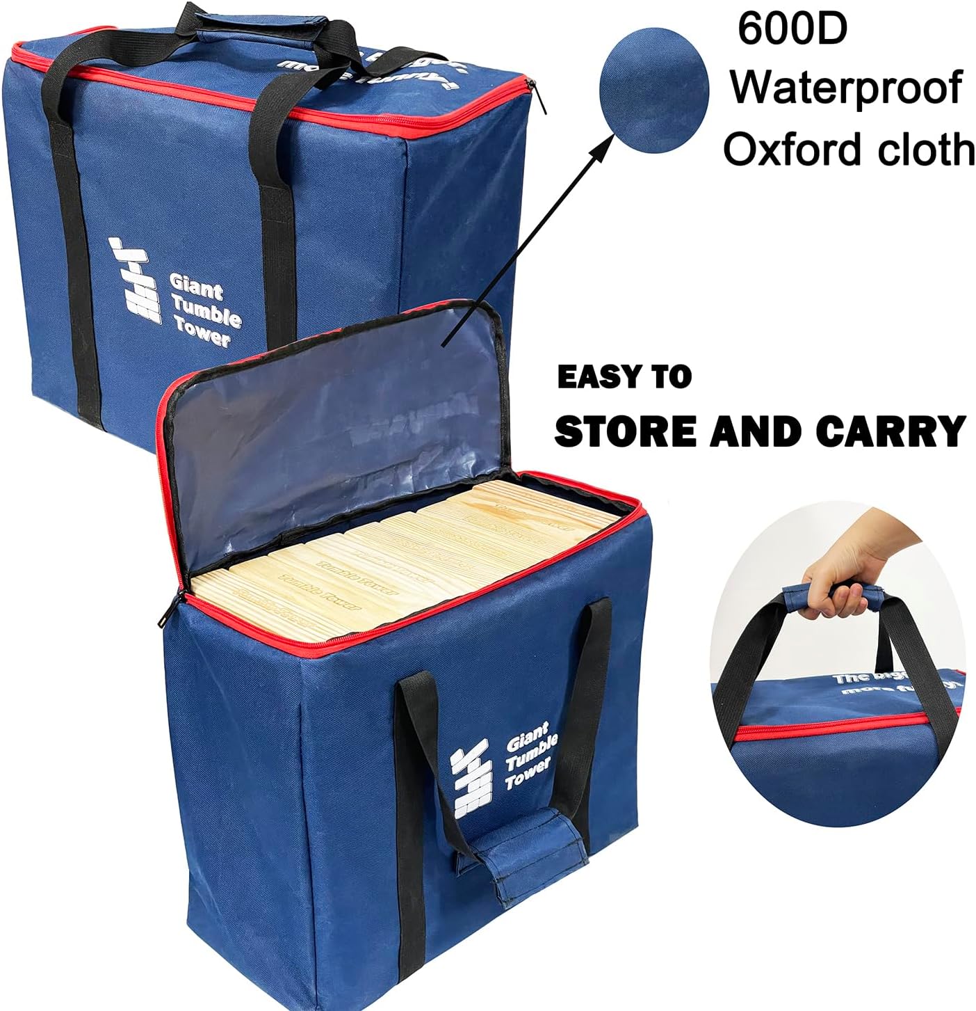 Thumbnail 2 de Jac & Mok Großer Wackelturm aus Holz (Kiefer), 60 Bausteine mit Tragetasche