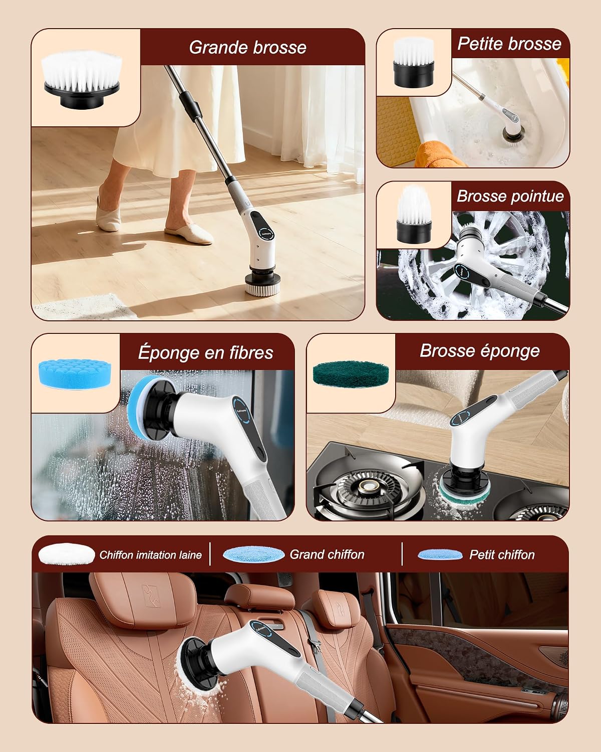 Thumbnail 5 de Brosse de nettoyage électrique rotative 8 têtes