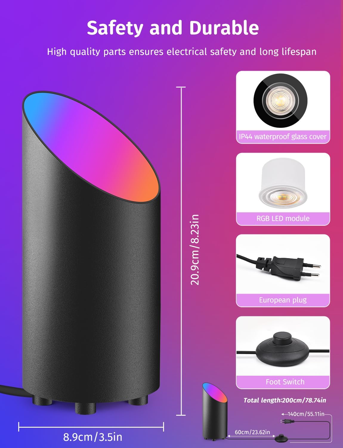 Thumbnail 6 de GeyouLux 5W RGBW LED Uplight Spot Dimmbare Bodenstrahler – RGBW, Fernbedienung und App-Steuerung