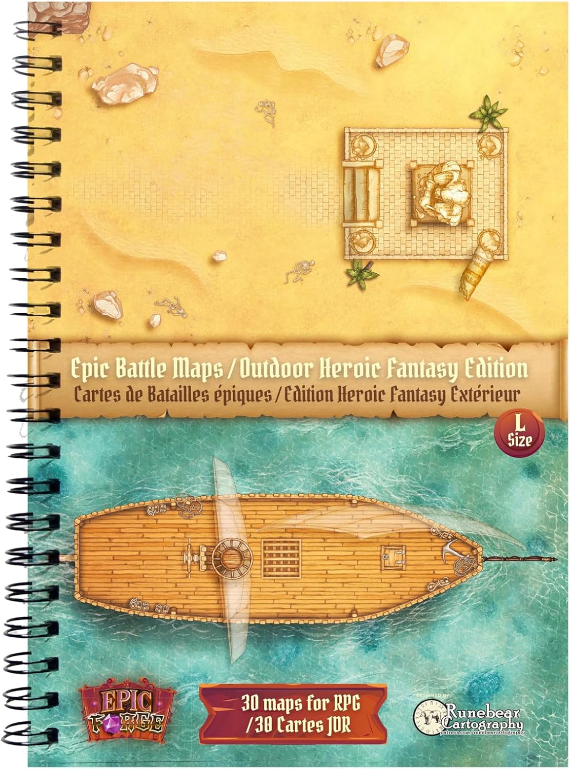 Detalle de Epic Forge Battlemaps Bok: Heroic Fantasy Edition – inbunden med 30 utomhuskartor