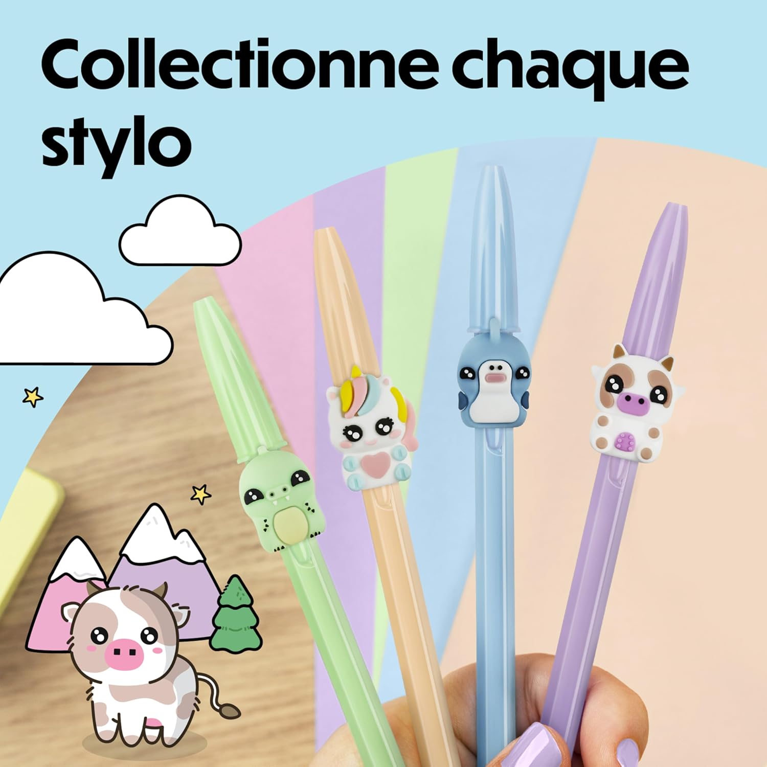 Thumbnail 2 de BIC lot de 5 stylos à bille Cristal Pastel Figurines – pointe moyenne 1,00 mm, encre bleue