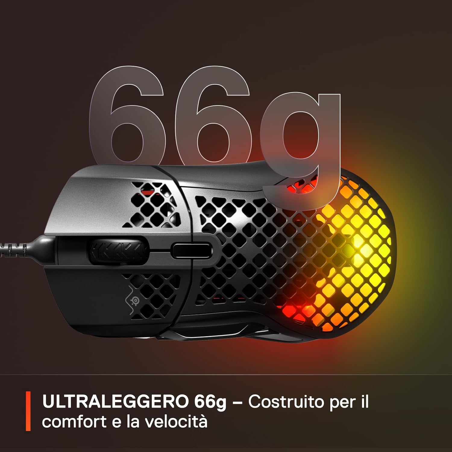 Detalle 2 de SteelSeries Aerox 5 mouse gaming 66 g 🖱