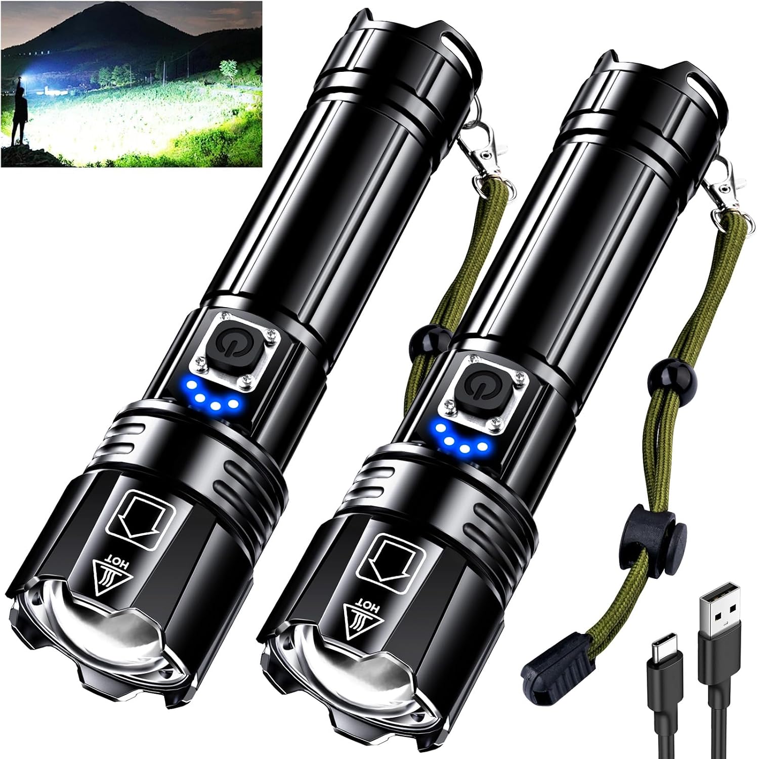 Detalle de AKNEAR Rechargeable LED Flashlight 5000mAh