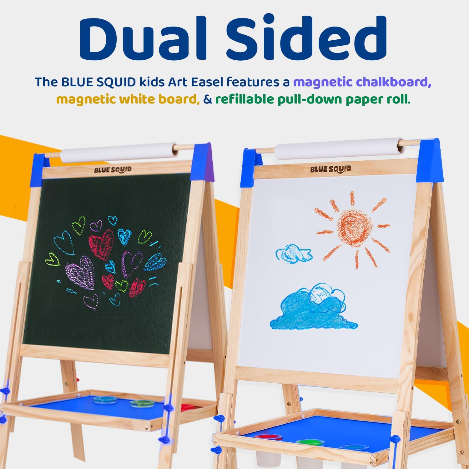 Detalle de Blue Squid kids art easel 3 paper rolls