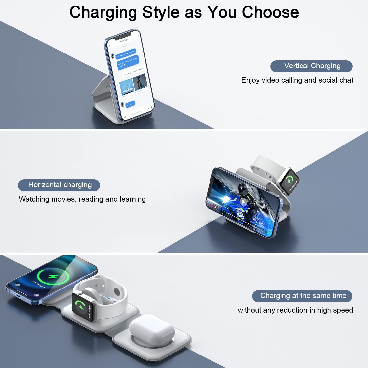 Thumbnail 1 de RTOPS Magnetic Travel 3-in-1 Wireless Charger