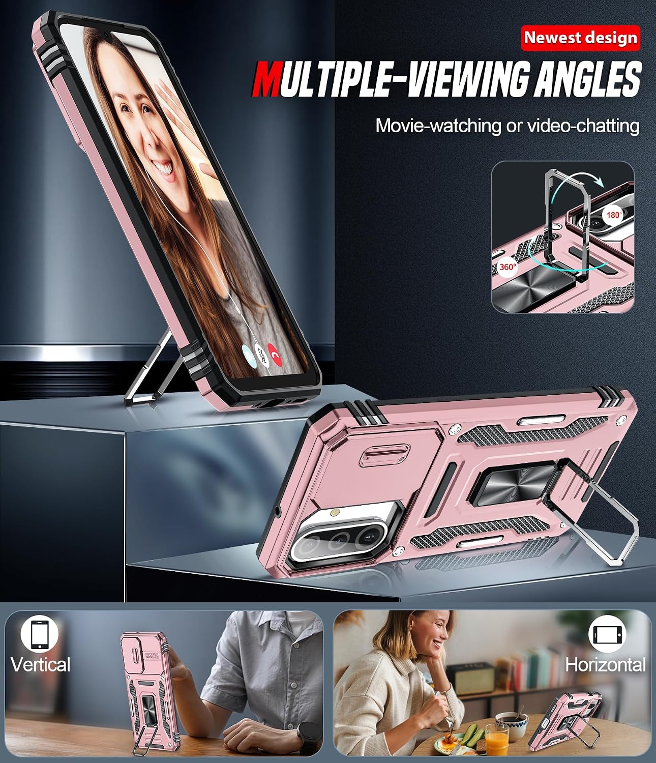 Detalle 2 de LeYi Samsung Galaxy A26 5G Phone Case Rose Gold