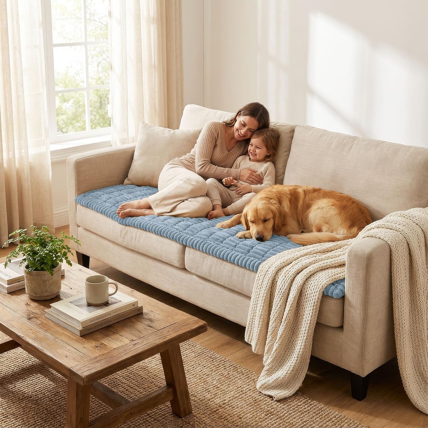 Detalle de Smiry 27.6" x 70.9" Couch Cover for Dogs, Washable Polyester Protector