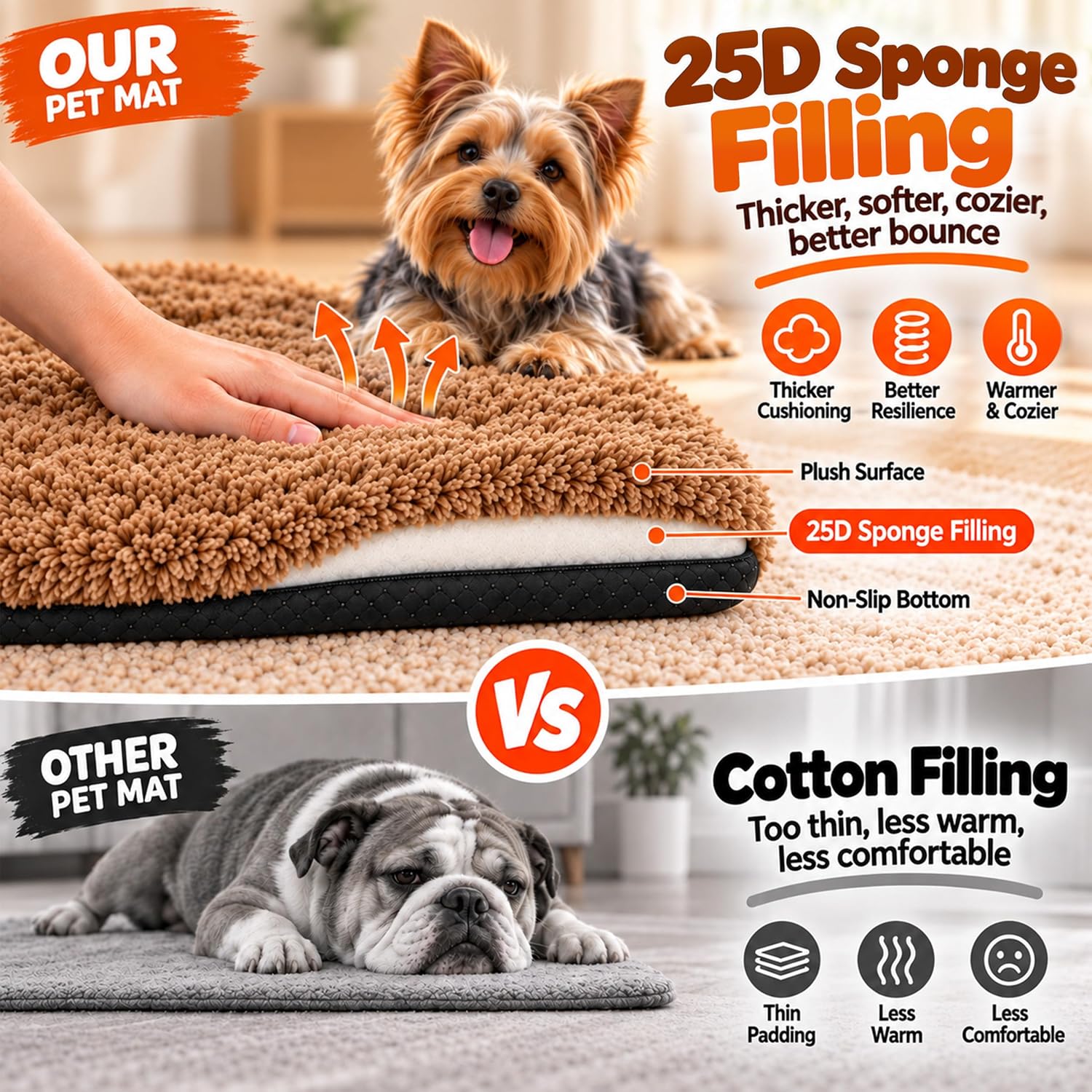 Detalle de PatiencET DZZL-GND Self-Warming Cat Bed, 18" x 24" Fleece Mat, Khaki